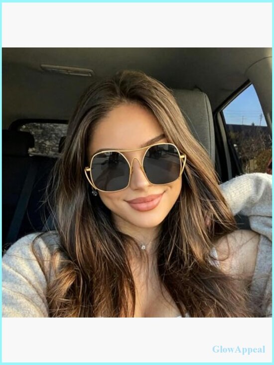 Oversized Aviator Sunglasses Metal Frame Square Punk Retro Cool Shades main image 3